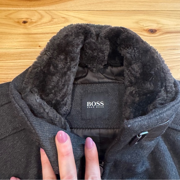 BOSS Hugo Boss Virgin Wool Full Zip Bomber Jacket with Faux Fur Collar - Picture 4 of 9